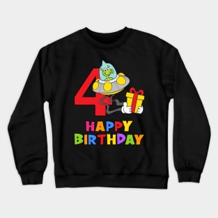 4th Birthday Party 4 Year Old Four Years Crewneck Sweatshirt